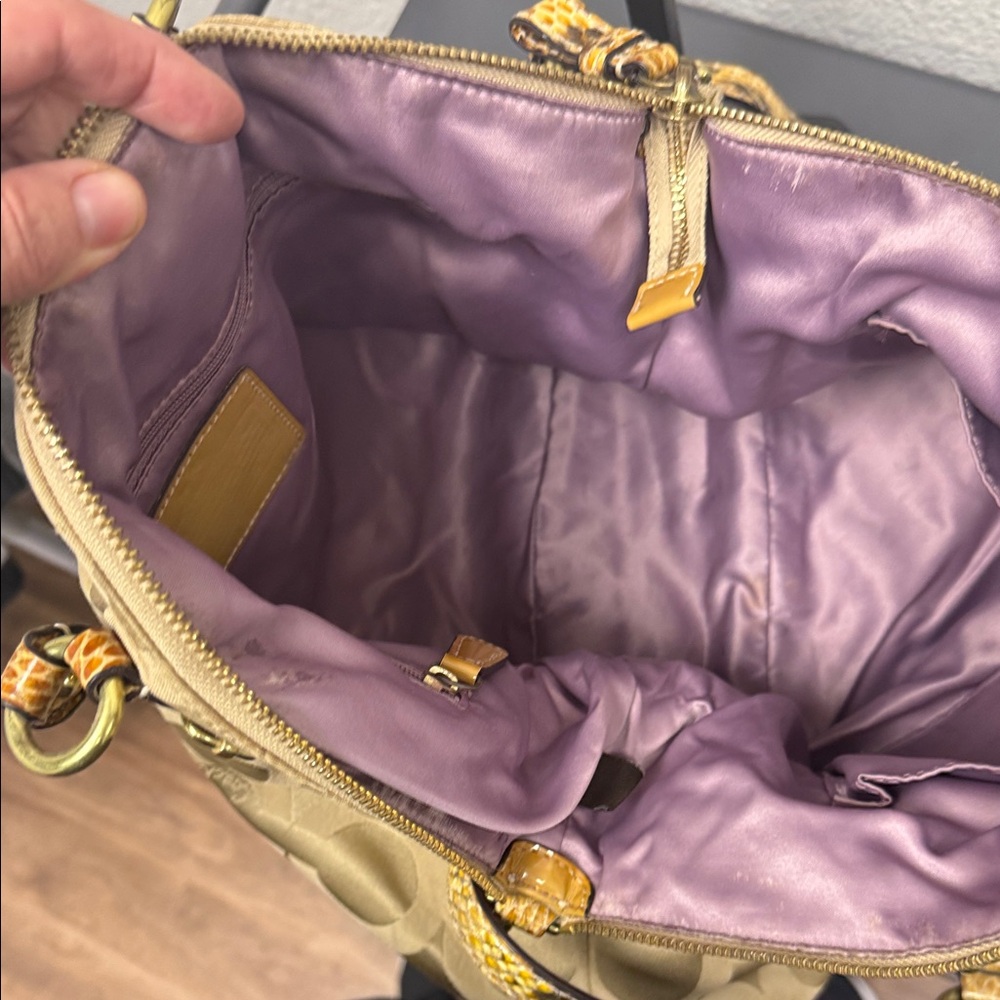 Coach Tan and Brown Signature Madison Sophia Snakeskin Satchel - Picture 10 of 13